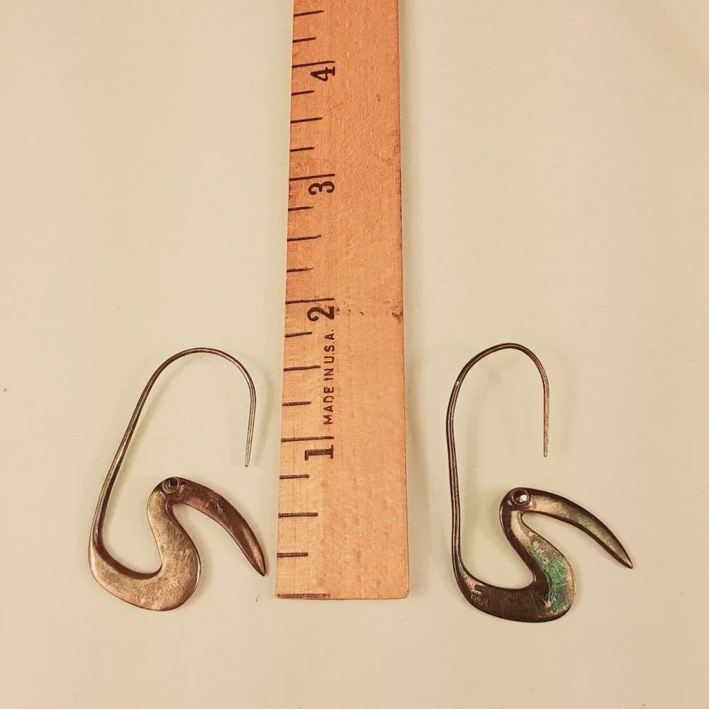 Vintage Rama Sterling Silver Bird Hook Earrings Marcasite Stone Eyes - Picture 2 of 7
